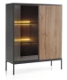 Witryna regał SENTO z LED 104x126x39 cm czarny/dąb wotan
