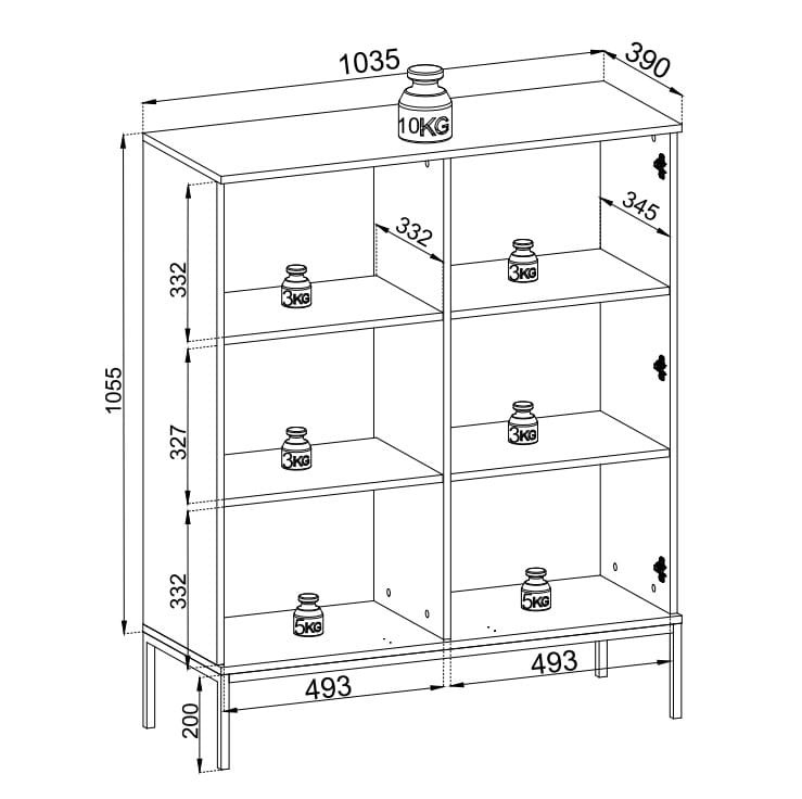 Witryna regał SENTO z LED 104x126x39 cm czarny/dąb wotan