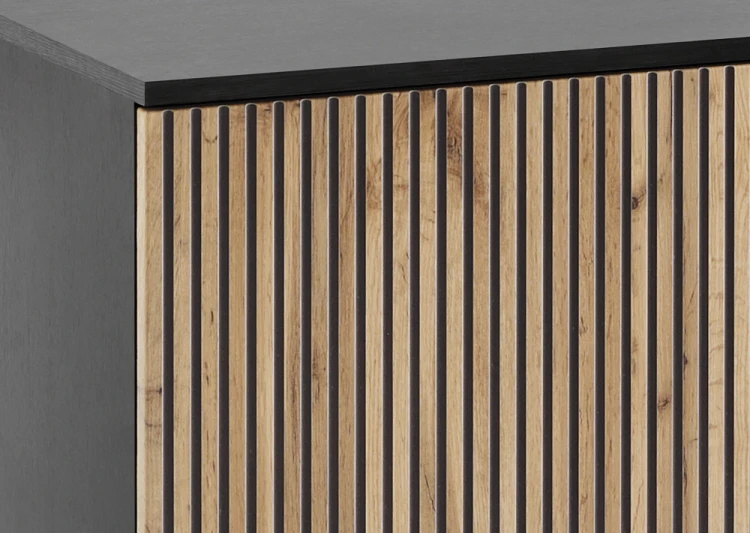 Witryna regał SENTO z LED 104x126x39 cm czarny/dąb wotan