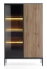 Witryna regał SENTO z LED 104x166x39 cm czarny/dąb wotan