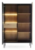 Witryna regał SENTO z LED 104x166x39 cm czarny/dąb wotan