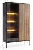 Witryna regał SENTO z LED 104x166x39 cm czarny/dąb wotan