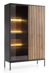 Witryna regał SENTO z LED 104x166x39 cm czarny/dąb wotan