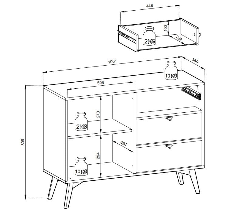Komoda Forest II beż piaskowy/jodełka scandi 106 cm