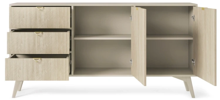 Komoda Forest III beż piaskowy/jodełka scandi 158 cm