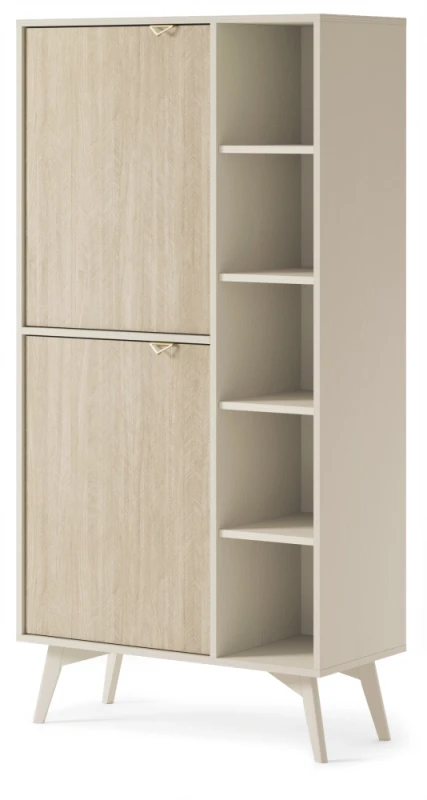 Regał witryna beż piaskowy/jodełka scandi 160 cm