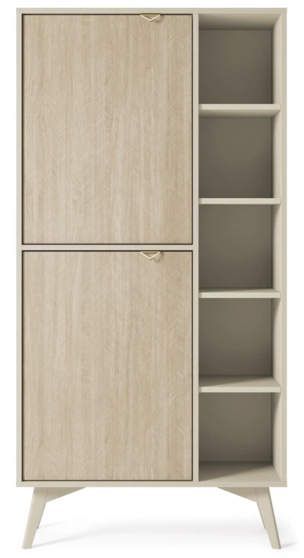 Regał witryna beż piaskowy/jodełka scandi 160 cm