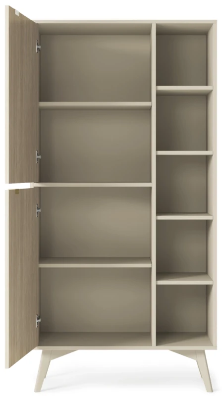 Regał witryna beż piaskowy/jodełka scandi 160 cm