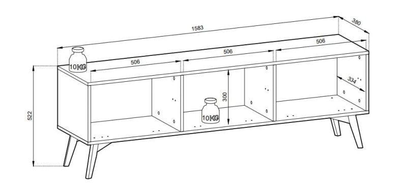 Szafka RTV Forest eukaliptus/jodełka scandi 158 cm