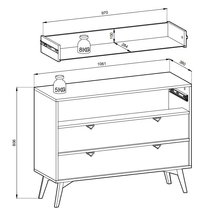 Komoda Forest eukaliptus/jodełka scandi 106 cm