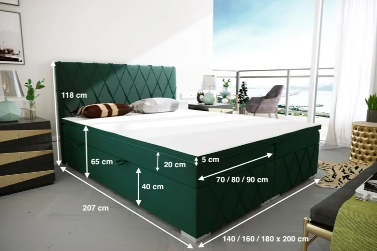 Łóżko kontynentalne Royal z pojemnikiem 200x200 dwuosobowe tapicerowane