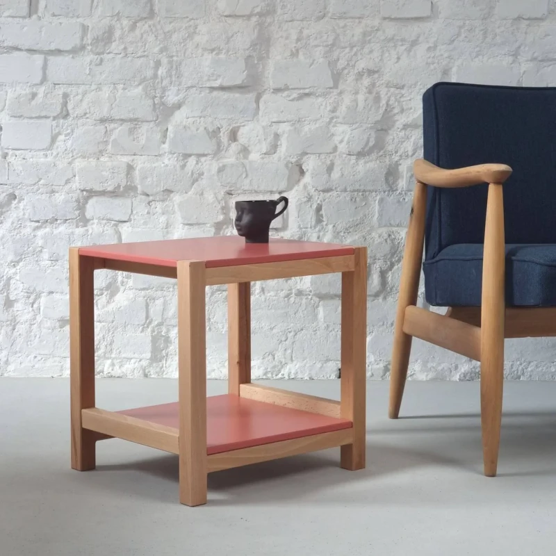 Stolik Pomocnik Stołek TRIVENTI 35x40x40 cm ciemny koralowy