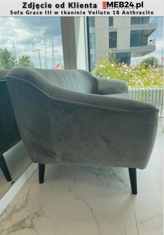 Sofa tapicerowana Grace III w stylu skandynawskim - zdjęcie od klienta
