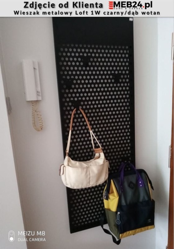 Wieszak metalowy z półką Loft 1W czarny/dąb wotan - zdjęcie od klienta