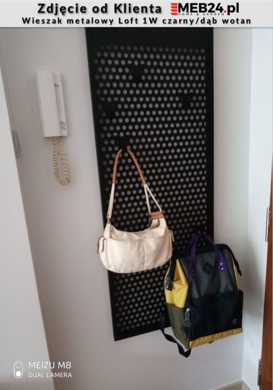Wieszak metalowy z półką Loft 1W czarny/dąb wotan - zdjęcie od klienta