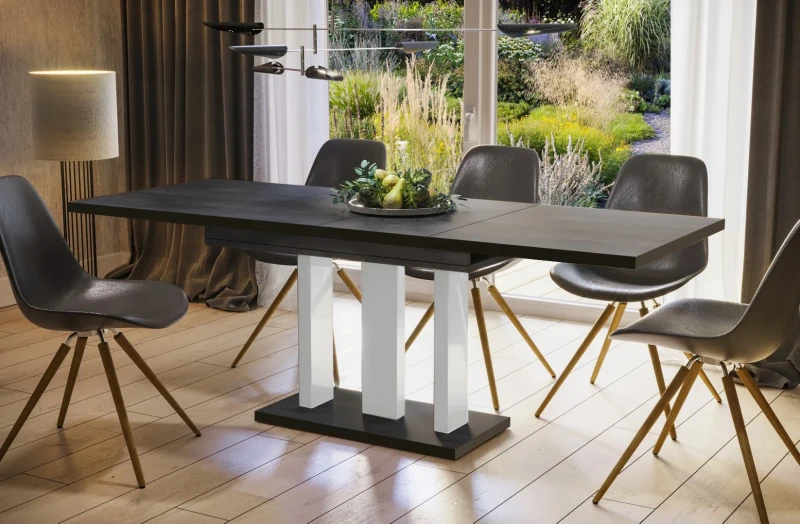 Stół Appia Black rozkładany 130-210 mix beton