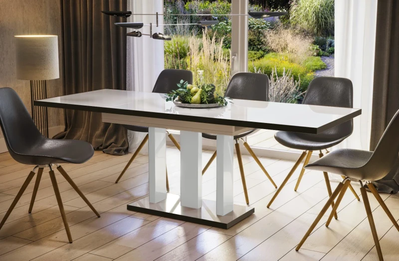 Stół Appia Black rozkładany 130-210 biały połysk/biały