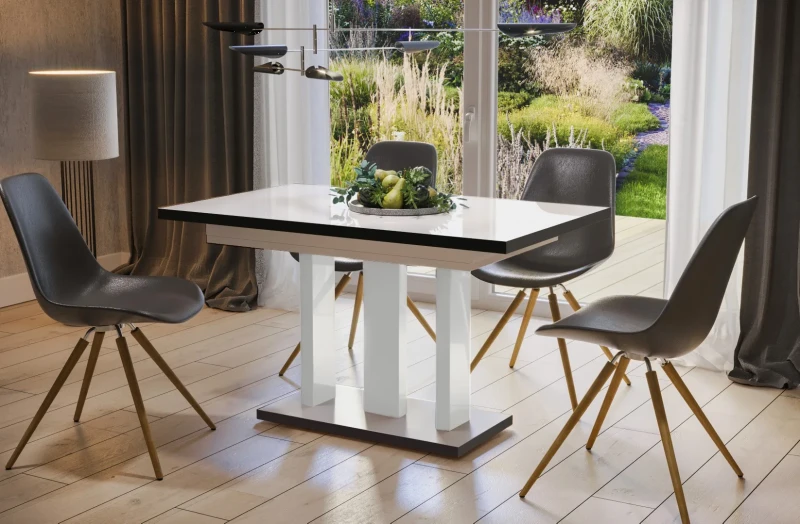 Stół Appia Black rozkładany 130-210 biały połysk/biały