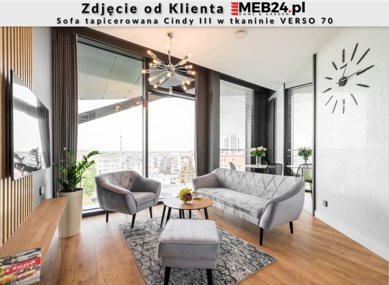 Sofa tapicerowana Cindy III w stylu skandynawskim - zdjęcie od klienta