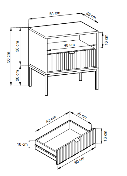 Szafka nocna Nova z szufladą LABRADOR wymiary