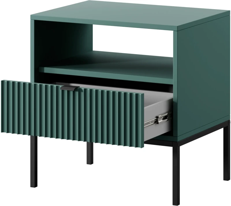 Szafka nocna Nova z szufladą LABRADOR stelaż czarny / uchwyt czarny