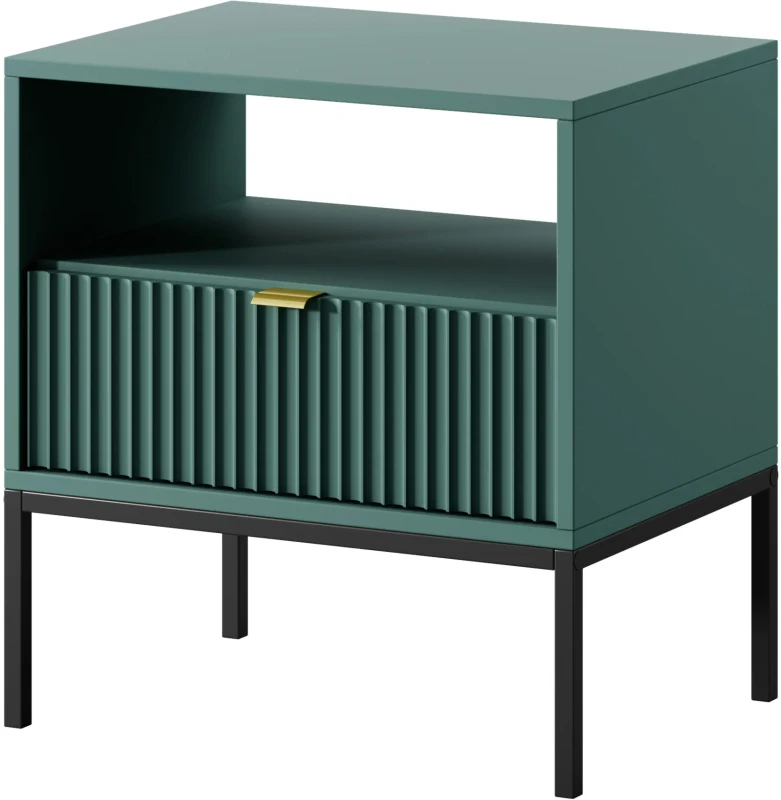 Szafka nocna Nova z szufladą LABRADOR stelaż czarny / uchwyt złoty