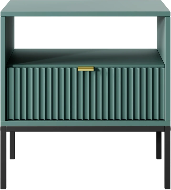 Szafka nocna Nova z szufladą LABRADOR stelaż czarny / uchwyt złoty