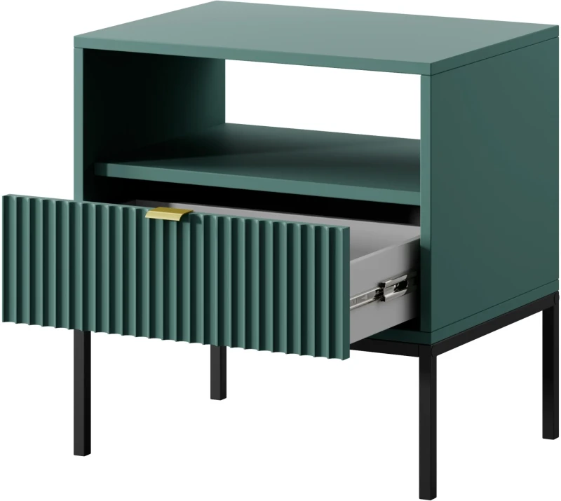 Szafka nocna Nova z szufladą LABRADOR stelaż czarny / uchwyt złoty