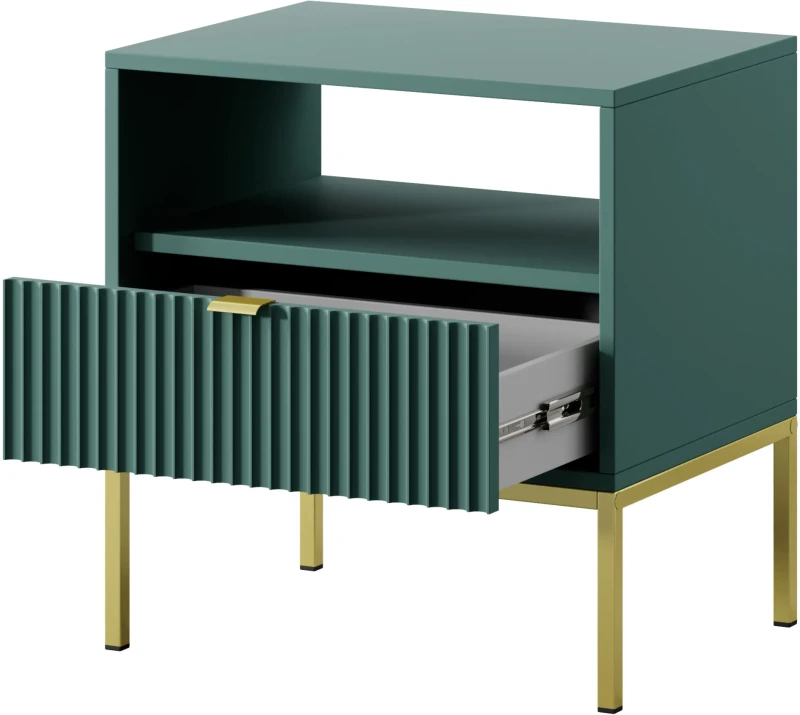 Szafka nocna Nova z szufladą LABRADOR stelaż złoty / uchwyt złoty