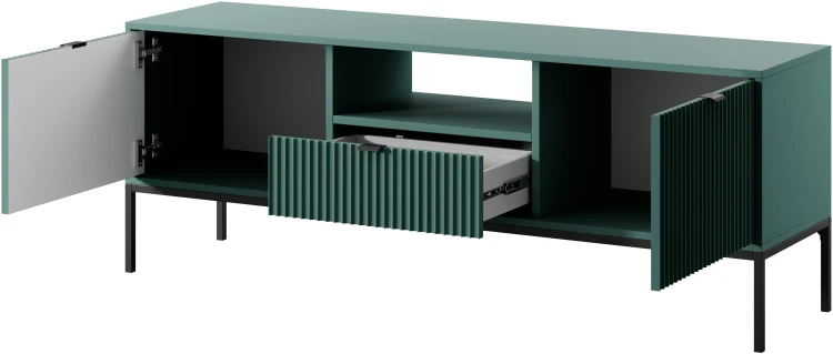 Szafka RTV Nova 154cm LABRADOR stelaż czarny / uchwyty czarne