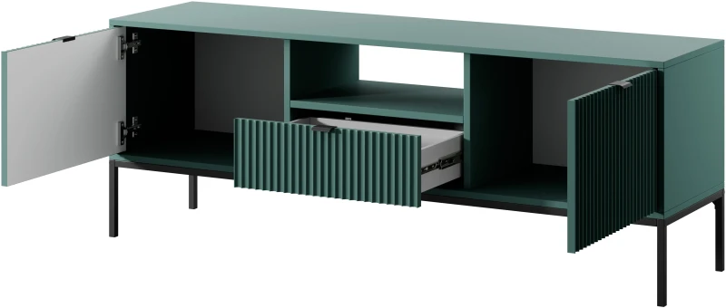 Szafka RTV Nova 154cm LABRADOR stelaż czarny / uchwyty czarne