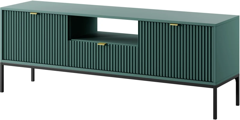 Szafka RTV Nova 154cm LABRADOR stelaż czarny / uchwyty złote