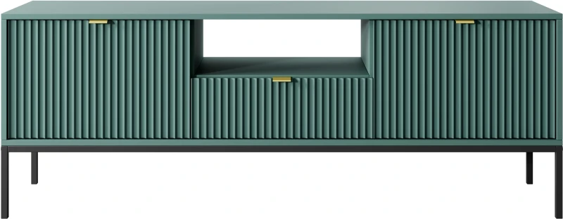 Szafka RTV Nova 154cm LABRADOR stelaż czarny / uchwyty złote