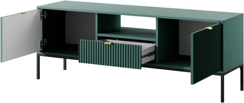 Szafka RTV Nova 154cm LABRADOR stelaż czarny / uchwyty złote