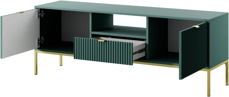 Szafka RTV Nova 154cm LABRADOR stelaż złoty / uchwyty złote