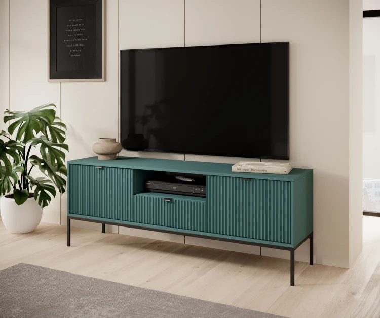 Szafka RTV Nova 154cm LABRADOR stelaż czarny / uchwyty czarne