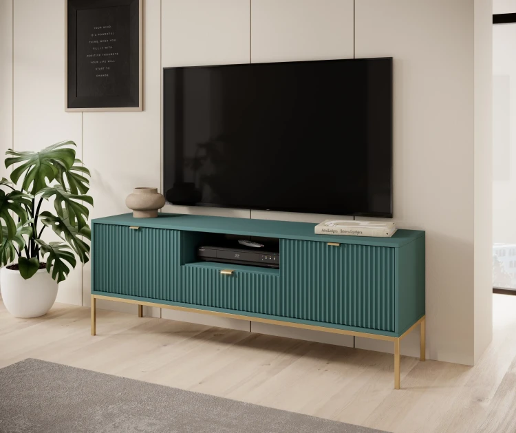 Szafka RTV Nova 154cm LABRADOR stelaż złoty / uchwyty złote