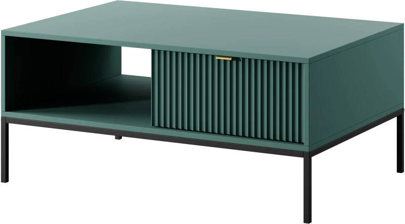 Stolik kawowy Nova z szufladą LABRADOR stelaż czarny / uchwyt złoty