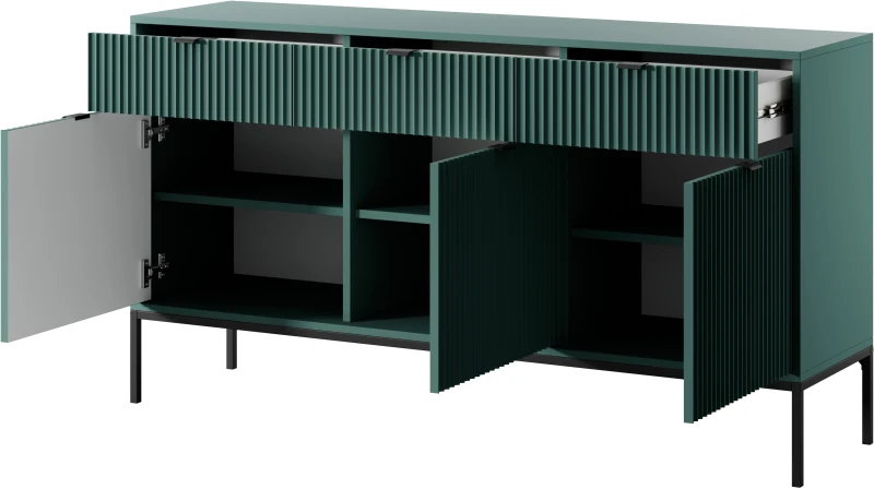 Komoda Nova 154 cm LABRADOR stelaż czarny / uchwyty czarne