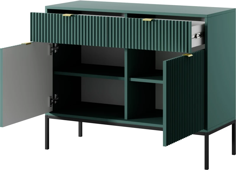Komoda Nova 104 cm LABRADOR stelaż czarny / uchwyty złote