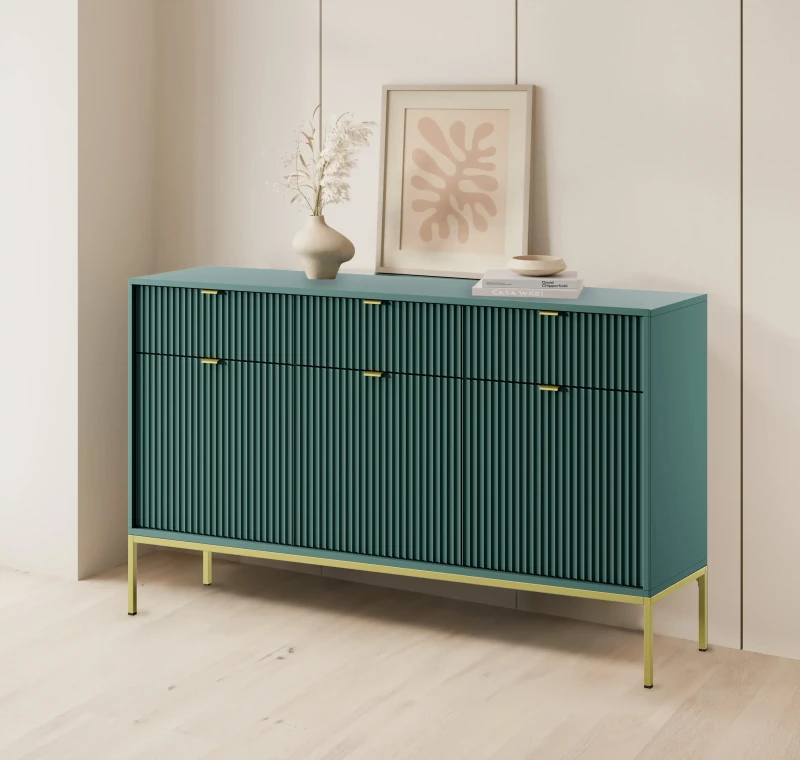 Komoda Nova 154 cm LABRADOR stelaż złoty / uchwyty złote