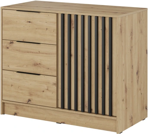 Komoda Nelly 2D 86x105x45 cm dąb artisan / lamela czarna