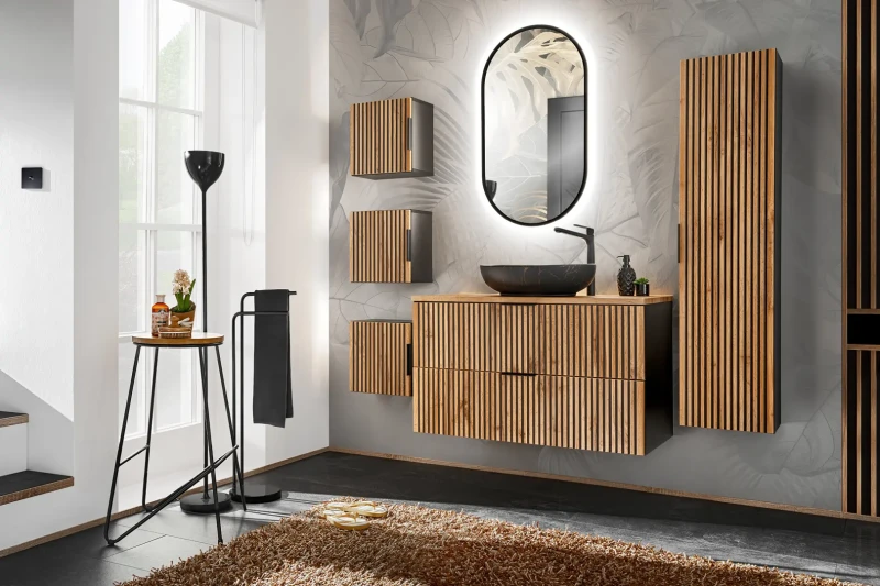 Szafka pod umywalkę 100 cm Xilo czarny/dąb wotan