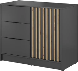 Komoda Nelly 2D 86x105x45 cm grafit / lamela artisan
