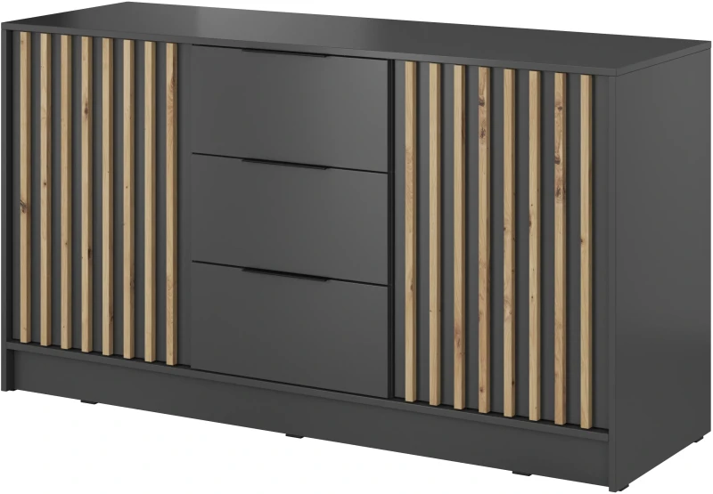 Komoda Nelly 3D 86x155x45 cm grafit / lamela artisan
