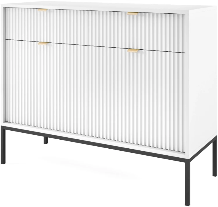 Komoda Nova 104 cm biała czarny stelaż