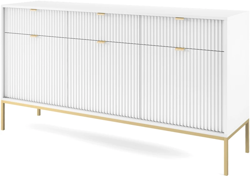 Komoda Nova 154 cm biała złoty stelaż