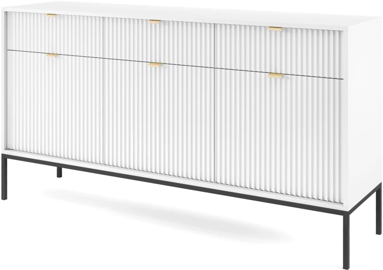 Komoda Nova 154 cm biała czarny stelaż