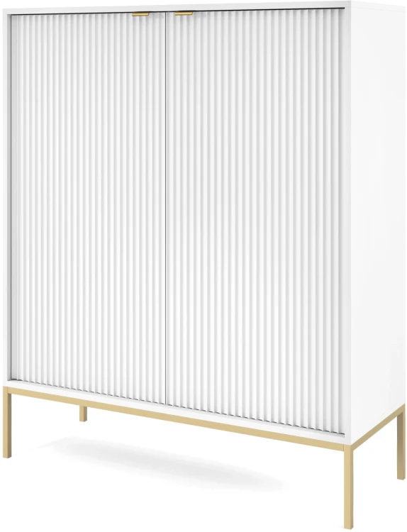 Komoda Nova 104 cm pojemna biała złoty stelaż