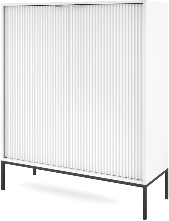 Komoda Nova 104 cm pojemna biała czarny stelaż